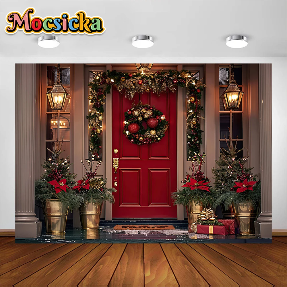 พวงมาลัยติดประตูหน้าต่างสำหรับสตูดิโอถ่ายภาพต้นคริสต์มาสอุปกรณ์ตกแต่งงานปาร์ตี้สำหรับผู้ใหญ่เด็ก