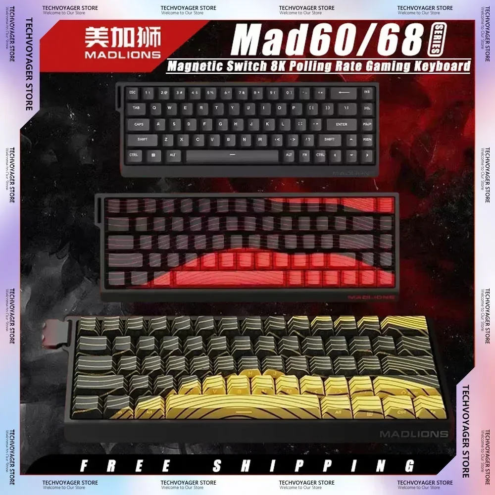 Madcatz Mad60 68 HE 마그네틱 스위치 기계식 키보드, 8K 폴링률, 핫 스왑, E-스포츠용 맞춤형 유선 키보드