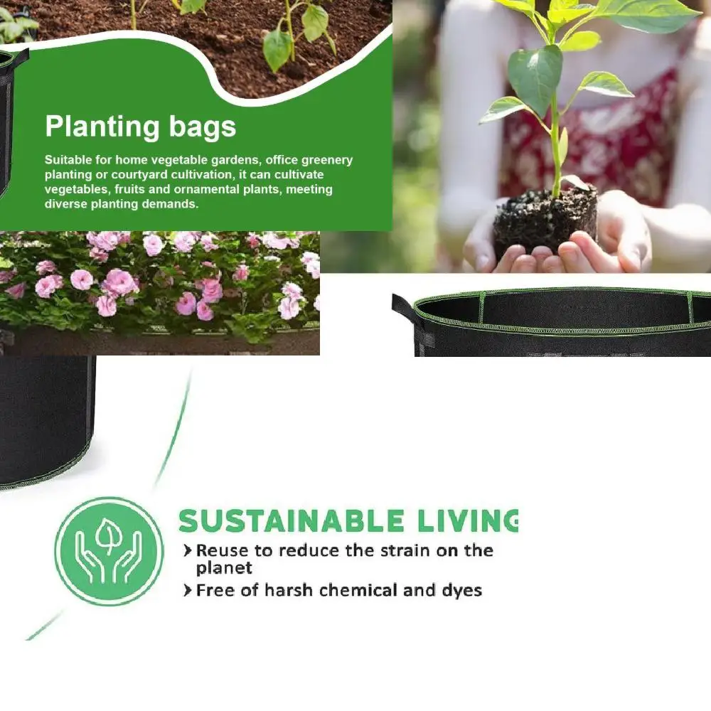 

50 Gallons fabric garden raised bed round planting container grow bags fabric planter pot for plants nursery pot