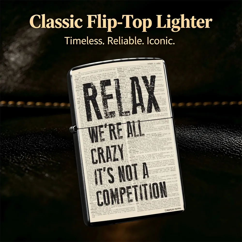 Pocket Lighter, Flip-Top Windproof Design, Durable Metal Case, Comfortable Grip, Portable & Reliable, Classic Print Decoration, Ideal for Daily Use