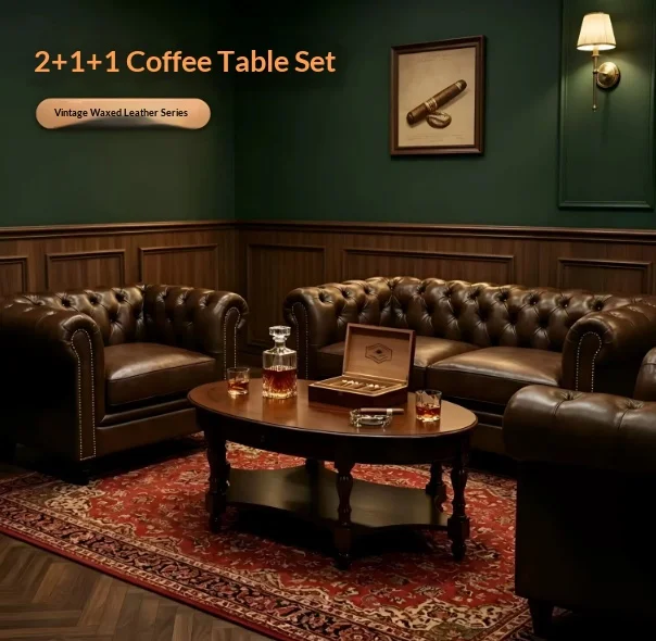 Vintage Whisky & Cigar Bar, Café, Private Club, Sofa Bar, Private Rooms, Buckle-Back Sofas Sets,muebles De La Sala,  Couch