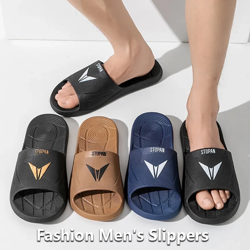 New PVC Men's Slipper Summer Casual Soft Sole Anti Slip Beach Slippers Fashion Home Indoor Flip Flops Bathroom Flip Flops sandal