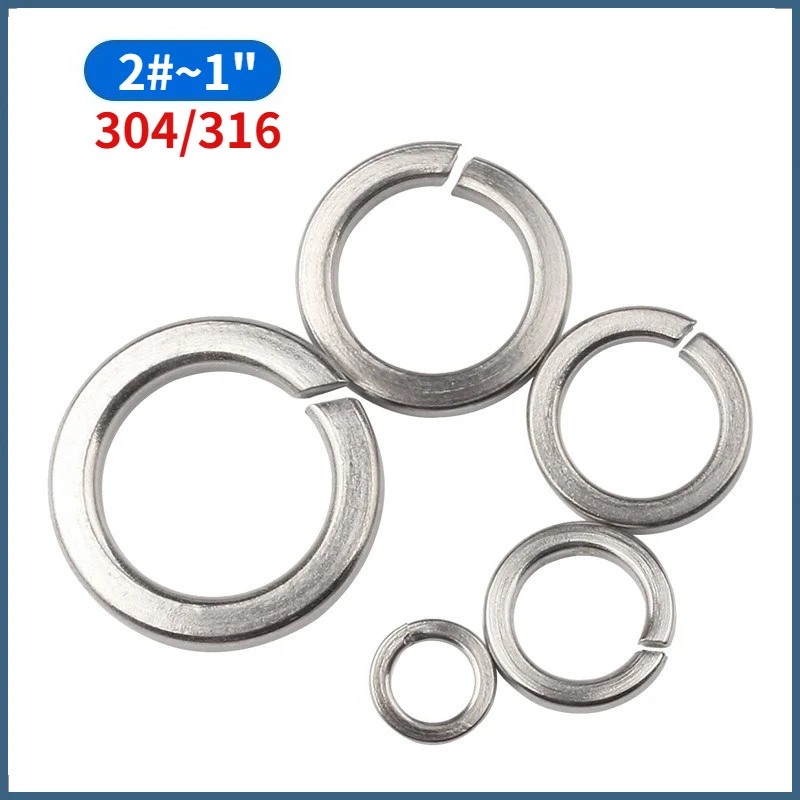 2#-12# 1/4 5/16 3/8 7/16 1/2 9/16 5/8 3/4 7/8 1 304/316 Stainless Steel Us Uk Standard Spring Washer Split Lock Elastic Gasket