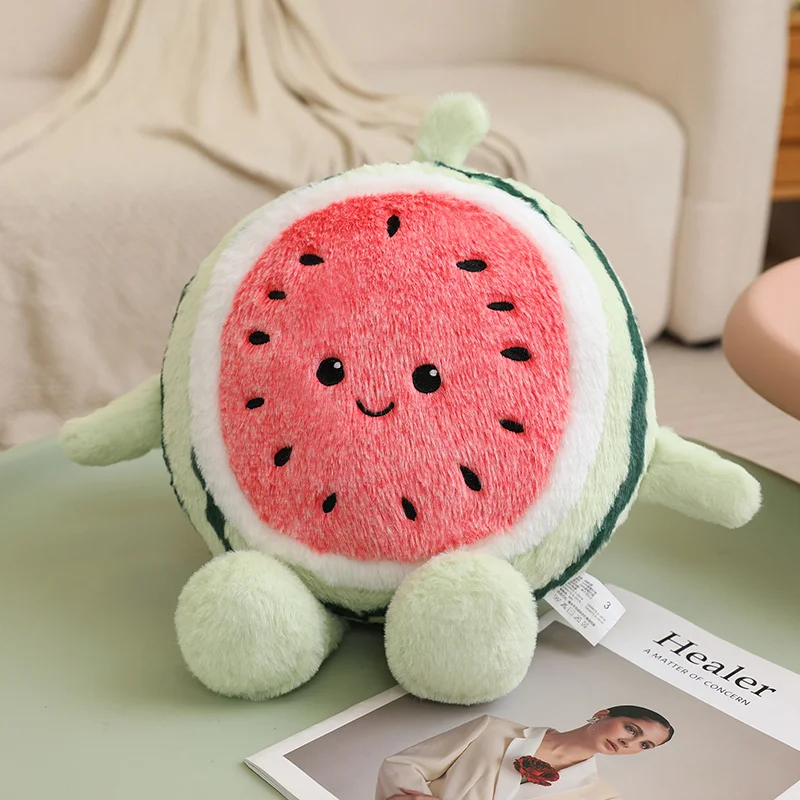 30-40cm New Watermelon Plush Doll Cartoon Fruit Watermelon Plush Toy Girlfriend Sleep Aid Pillow Simulation Fruit Birthday Gift