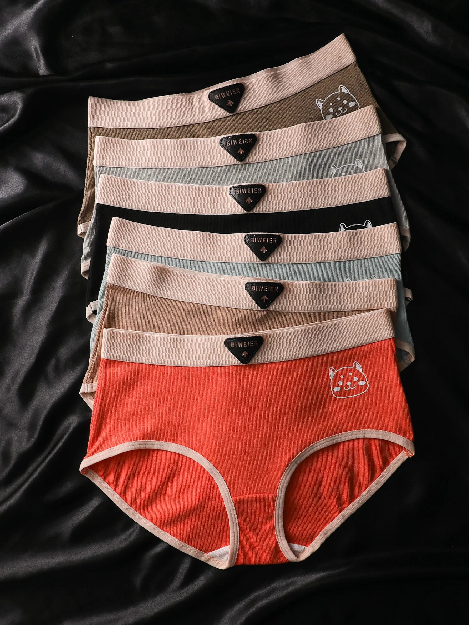 6 pcs BIWEIER women's cotton underwear, fashionable and colorful combination set, comfortable cotton underwear, soft and skin-friendly, suitable for daily exercise and leisure vacation, ladies' Valentine's Day gift