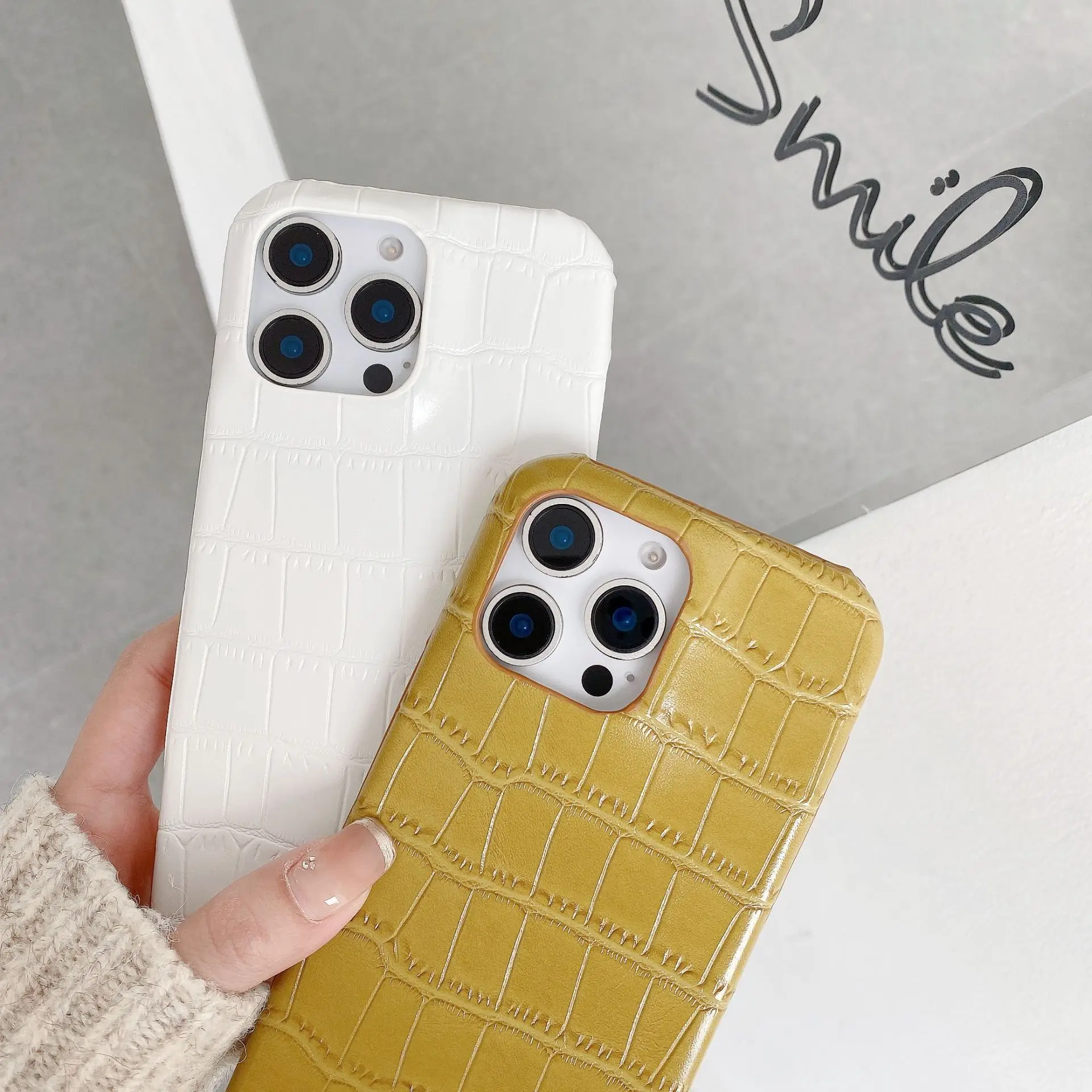 

Simplicity Solid Color Crocodile Skin Pattern Shockproof Protective Phone Cover Case for iPhone 16E 16 15 14 13 12 11 Pro Max