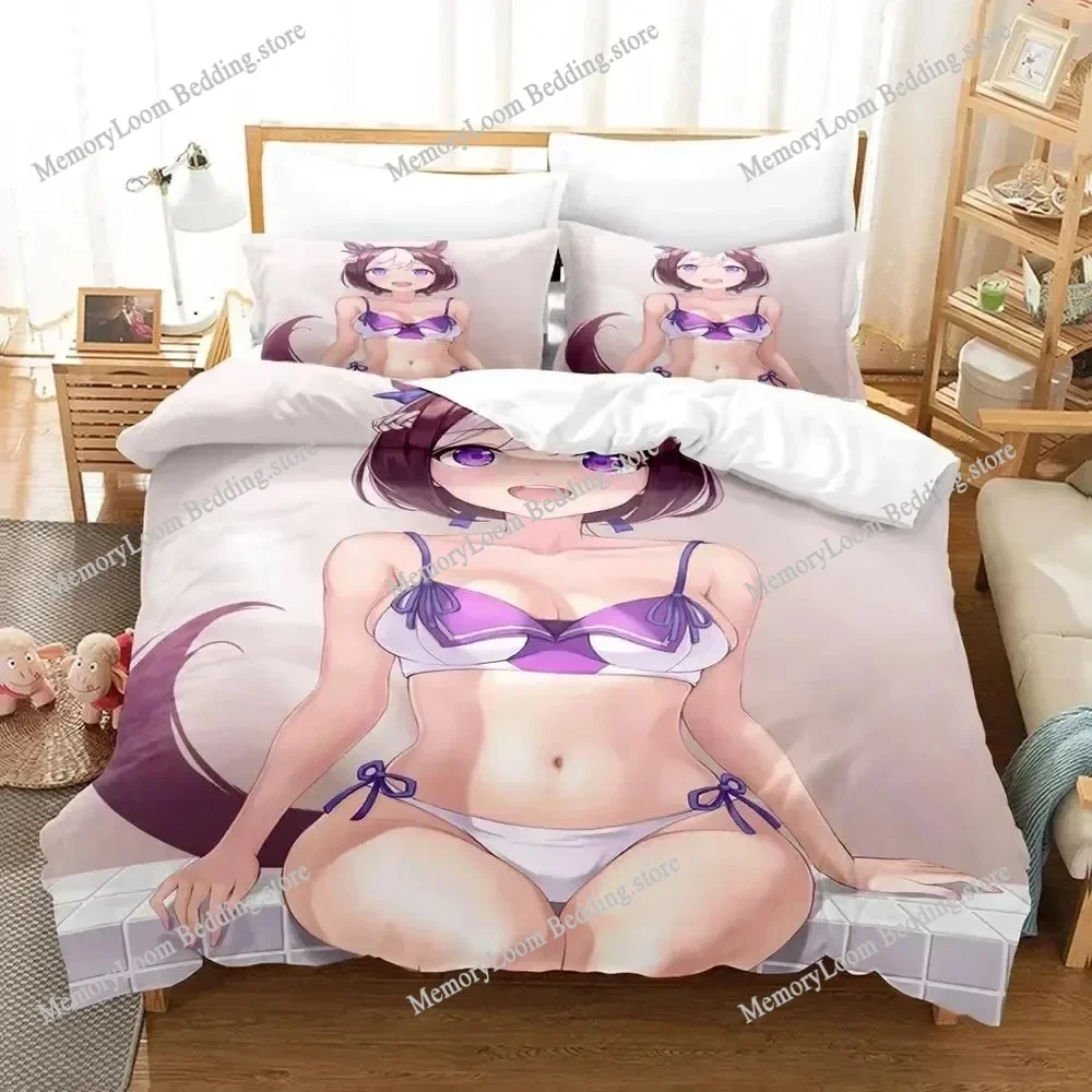 Home Textile Cartoons Uma musume Pretty Derby Cover Duvet Cover Pillow Case Boy Girl Polyester Bedding Set King Queen Twin Size