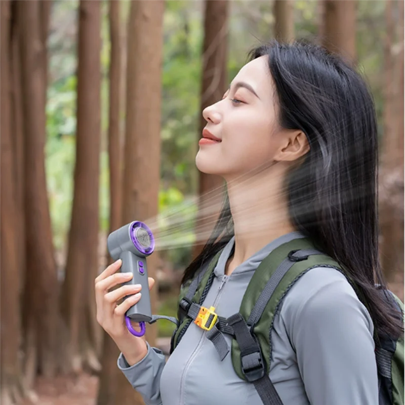 Ultra Cold Wind Fan High-Speed Handheld Fan Mountaineering Buckle Folding Small Fan Purple