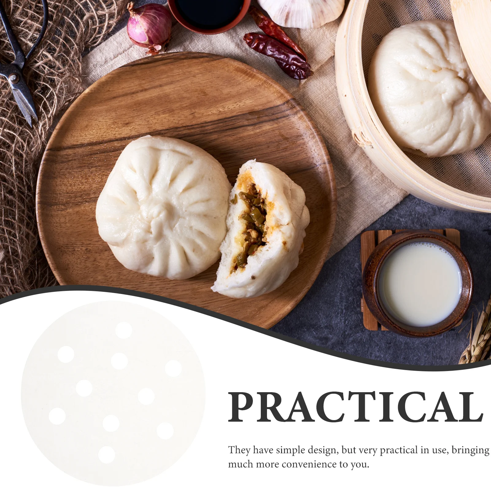 

400Pcs Non-Stick Paper Steamer Liners Practical for Hotel Canteen Kitchen Use Easy to Clean Steamer Liner Steaming Buns Paper