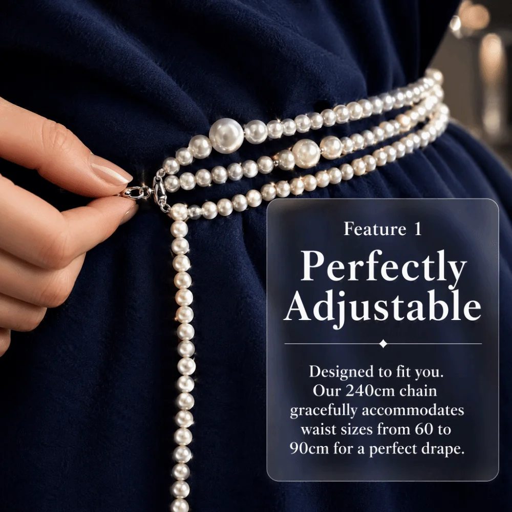 Multilayer Design Pearl Waist Chain Imitation Pearl Lengthened Style Body Chain Belt Metal Accessory Adjustable Chain