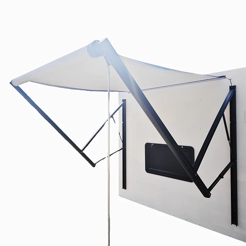 Tenda per camper all'ingrosso con colori sfumati da 4,0x2,5 m con strisce LED Angolo del baldacchino regolabile per campeggio camper