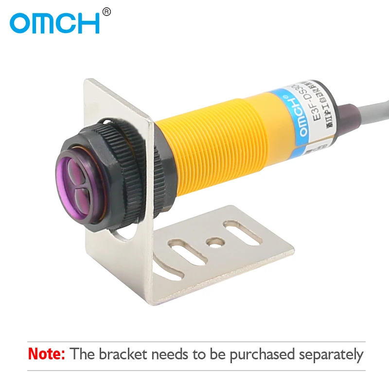 OMCH-interruptor fotoeléctrico difuso E3F-DS30 M18, sensor de CC, 4 cables, PNP, sin rango de detección NC, 10-30cm, ajustable