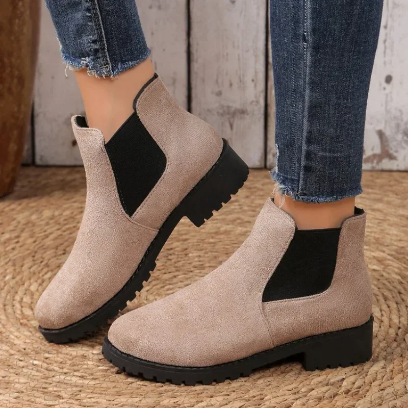 Women Solid Color Lazy Ankle Boots/Lightweight Non-slip Slip-on Design/Outdoor Casual fashion Short Boots Style Ladies  Boots