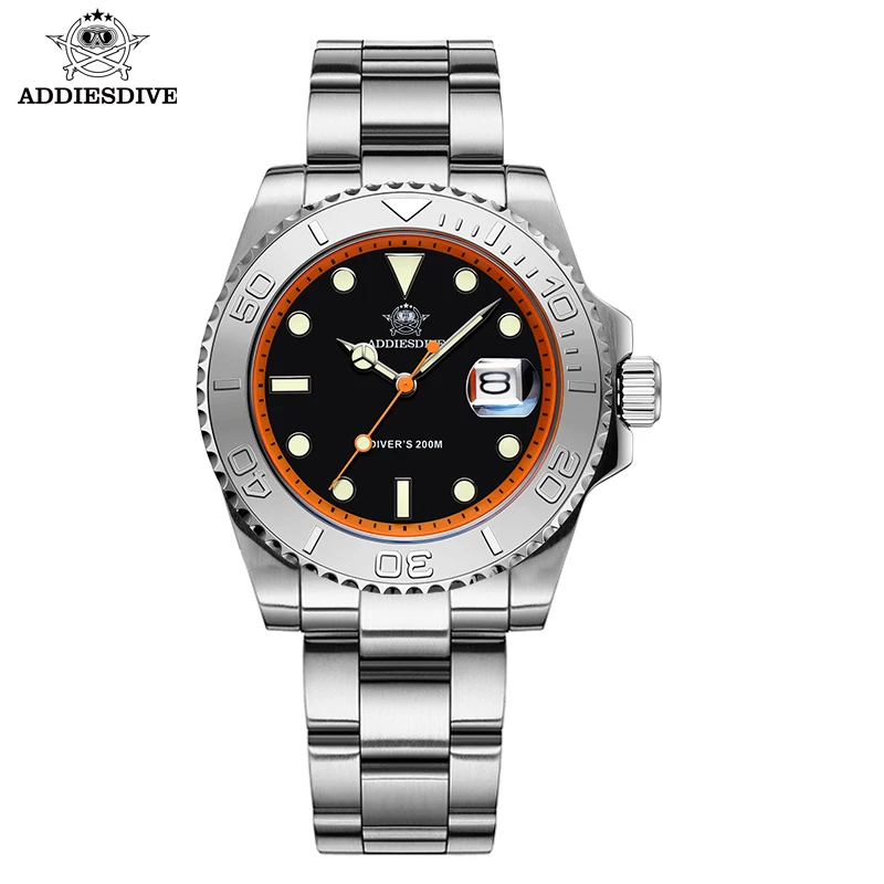 Imagem -02 - Addiesdive-relógio de Quartzo Masculino com Display de Calendário Borracha de Silicone Luminoso 20bar Diver Marca Superior Ad2040