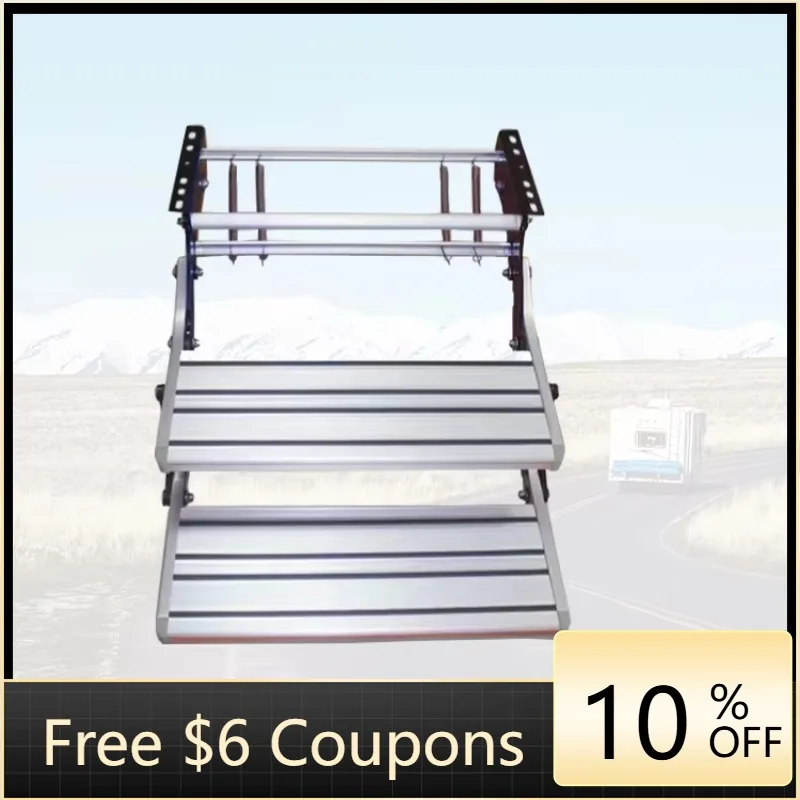 

STLF High Tensile Manual Double caravan Steps Aluminum Alloy Motorhome Step MG16 RV Folding Step for Mobile Home Camping