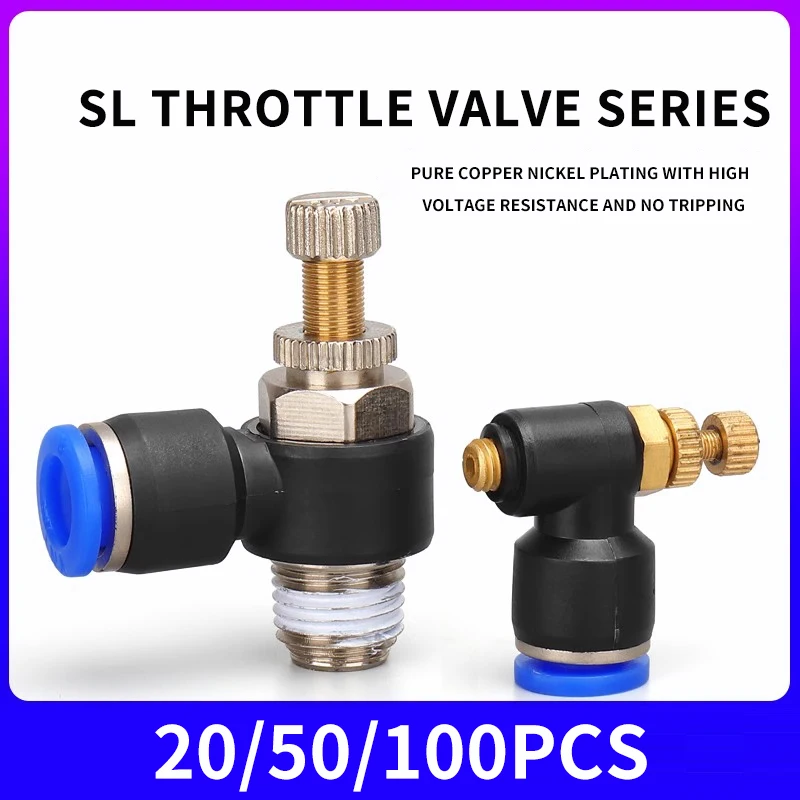 

SL Model Quick Connections Pneumatic couplings Throttle Valve 1/8" 1/4" 3/8" 1/2" M5 4 6 8 10 12mm Hose Tube adjustable