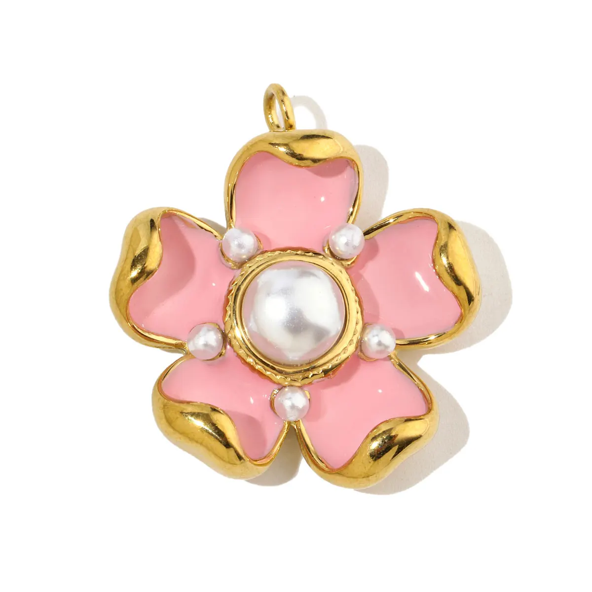 3pcs/Lot French Antique Pink Flower Stainless Steel Diy Charms Women Heart Evil Eye Necklace Pendant Wholesale Jewelry