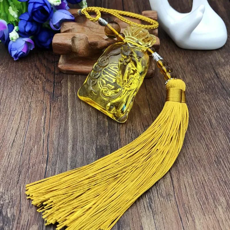 HOME CAR Yellow crystal Wealth Dragon PI XIU ZHAO CAI GOOD LUCK Pendant Amulet exorcise evil spirits Effective protection