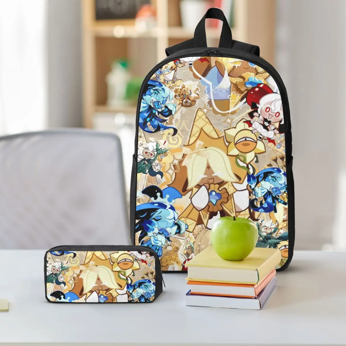 Cookie Run Kingdom Backpack Boys Girls BookBag School Bag Shoulder Bags 3ps Insulated Lunch Bag Pencil Case
