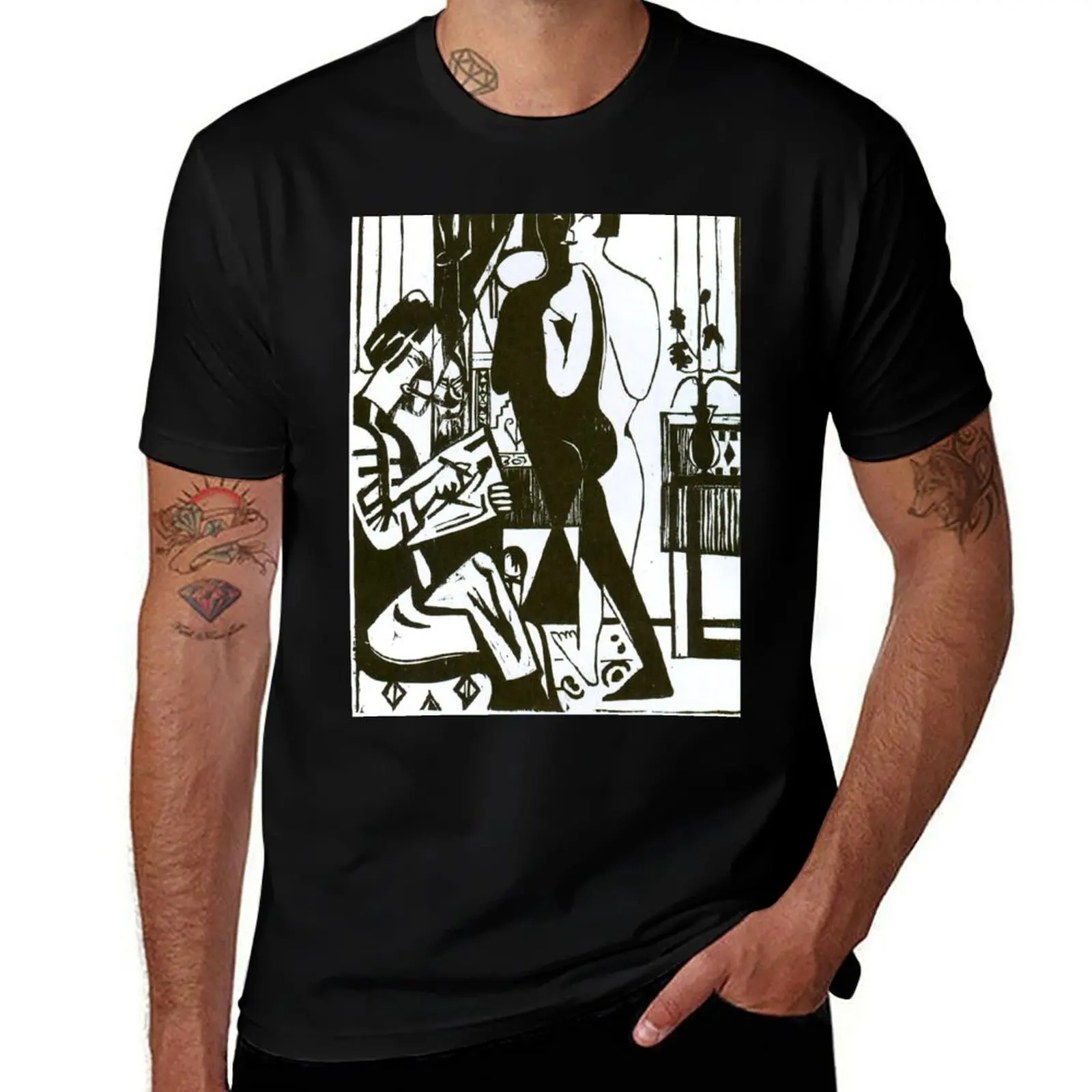 HD ERNST LUDWIG KIRCHNER - Painter and model 1936 T-Shirt man t shirt cotton T-Shirt