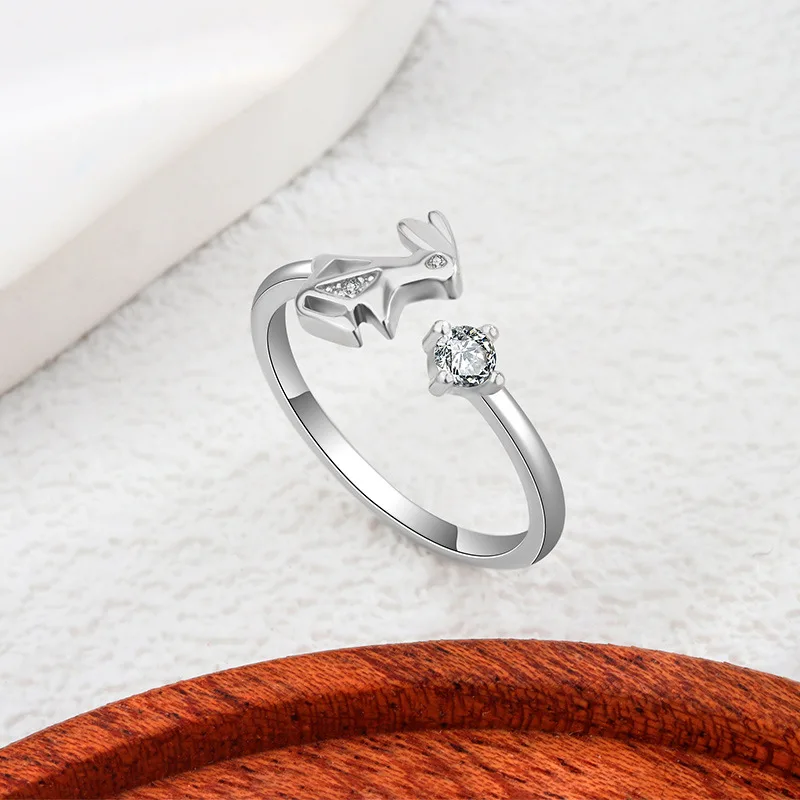 925 Sterling Silver Rabbit Zircon Engagement Rings For Women Ins Jewelry Female Accessories Wholesale Jewellery Women Argent 925