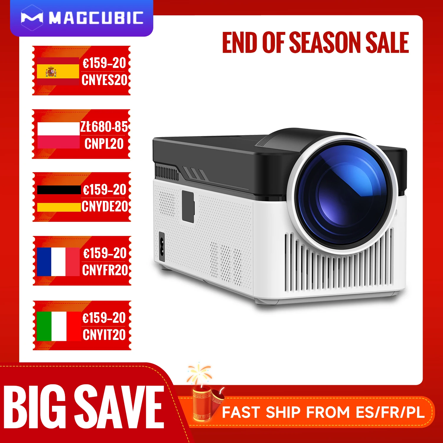 Magcubic Ultra Short Throw HY450 Projector With Auto Offset 1080P 8K Electronic Focus 900 ANSI WiFi6 BT5.4 Allwinner H716 Voice