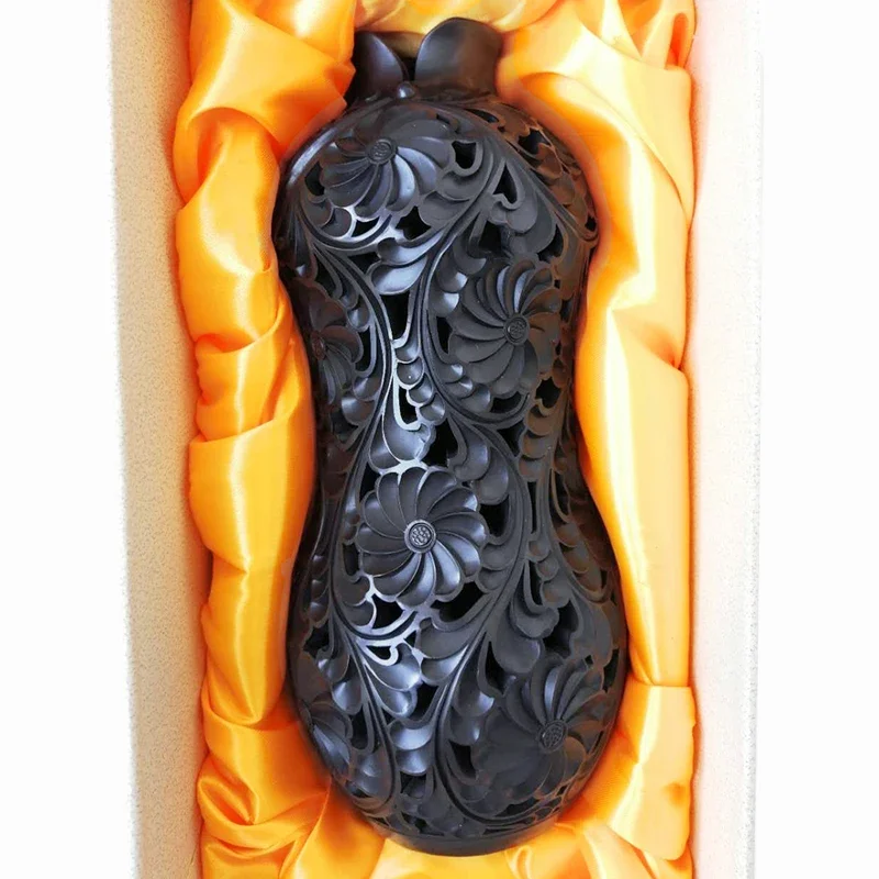 Chinese handicrafts black ceramic cheongsam flower vase creative classical beautiful women home decoration ornament