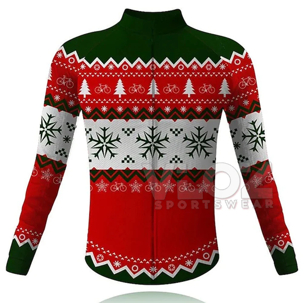 Winter Men Cycling Jersey Christmas Bike Jacket Thermal Fleece Long Sleeve Sweatshirts Outdoor Team MTB Road Bicycle Warm Coats