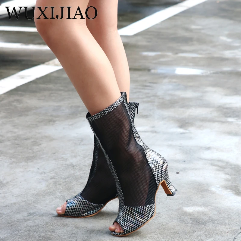

WUXIJIAO New Hot Women Thin Party Shoes Stiletto Boots Sexy Jazz Latin Dance Boots