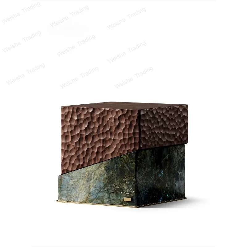 Square corner Italian light luxury natural marble edge villa luxury living room household storage table