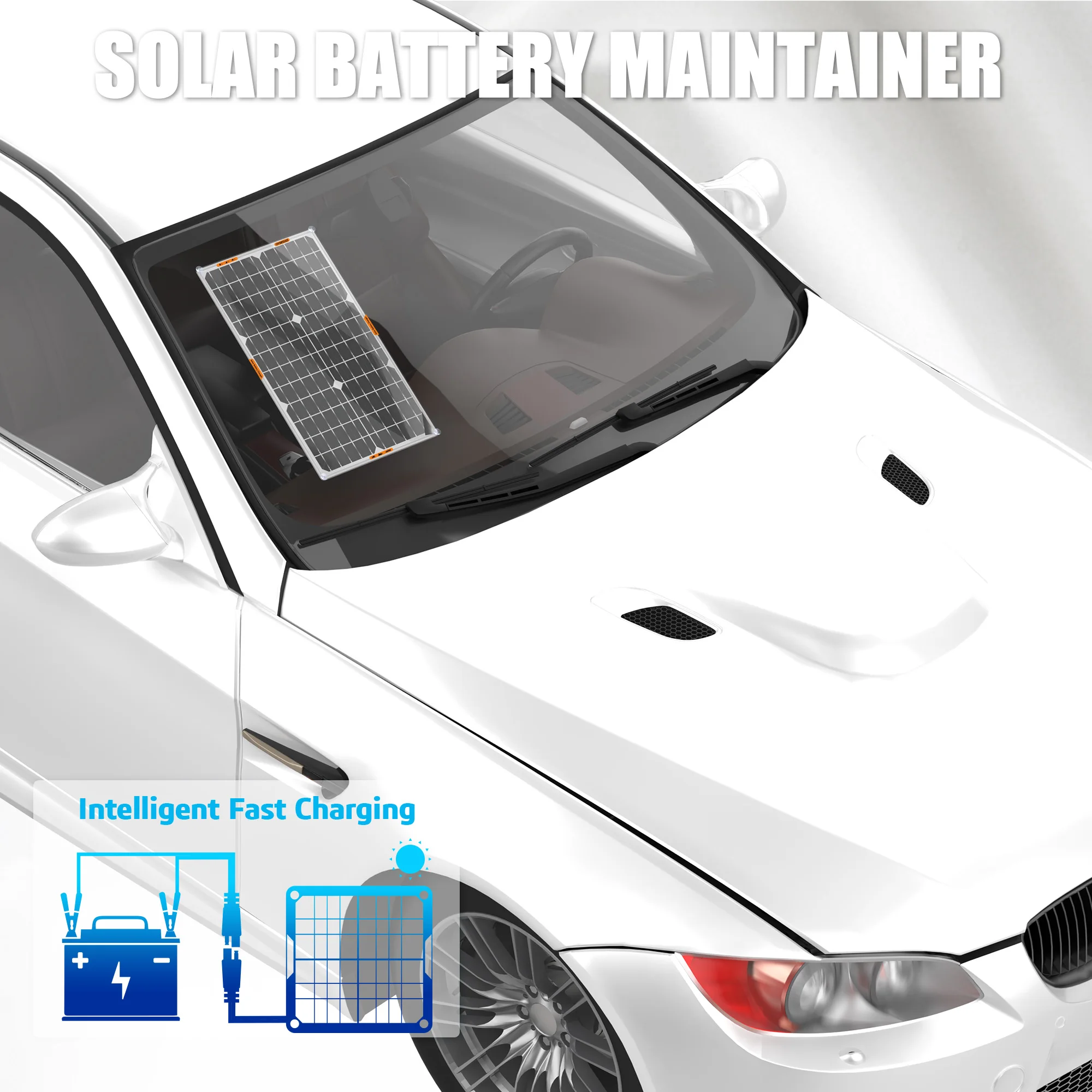 OYMSAE 5W 12V Solar Car Battery Charger Portable Waterproof Solar Power Battery Charger Maintainer With Cigarette Lighter