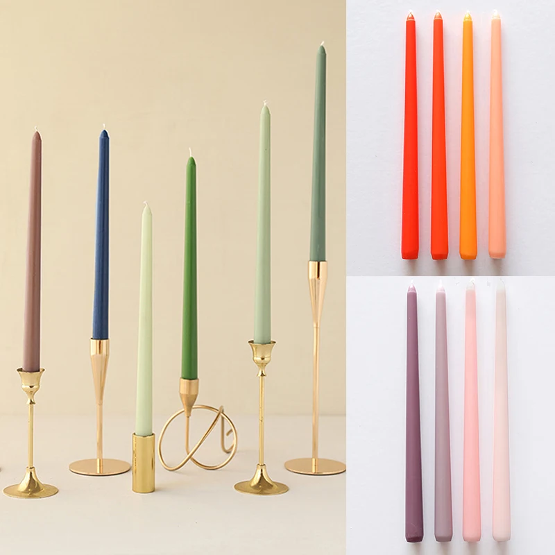 4PCS Creative Candy Colored Taper Candles Wedding Gradient Candle Morandi Colored Long Rod Candle Home Decor Candlelight Dinner