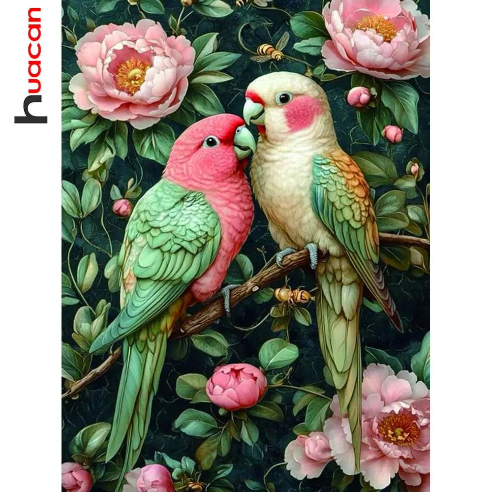 Huacan 5D DIY Diamond Painting Birds Peony Diamond Mosaic Animal Flower New Collection Decorative Paintings