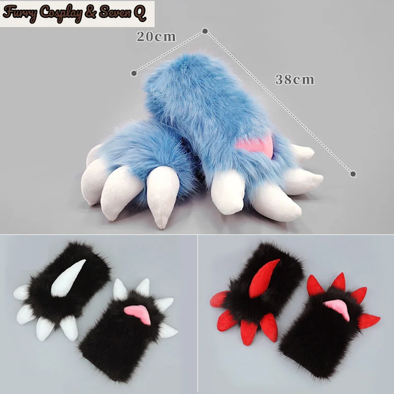 Handmade Fursuit Claw Kig Gloves Dragon Paw Comic-Con Cosplay Gloves Character Stage Costume Role Play Performance Props Gifts 2