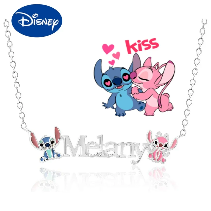 Disney Lilo & Stitch Necklace Metal Melany Figures Stitch Pendant Jewelry Neck Chain Ornament Jewelry Handmade Birthday Gifts