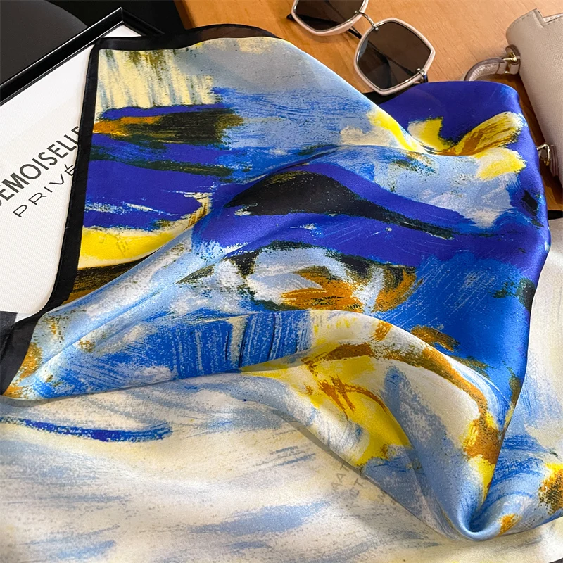 Fashion 100% Silk Satin Scarf Women Handkerchief Printed Bag Scarfs Female Square Head Bandana Small Neck Scarves For Ladies