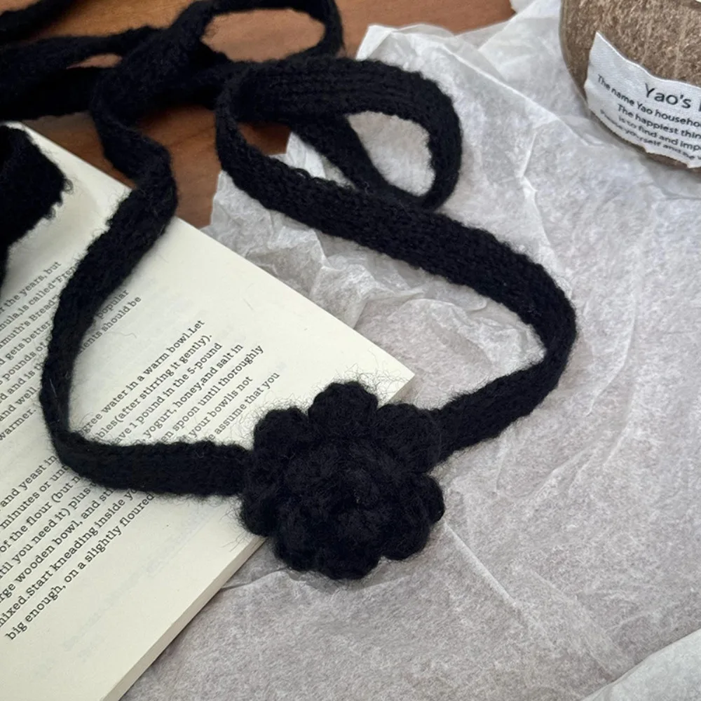 

Solid Color Rose Wool Shawl Handmade Crocheted Dressing Decoration Knitted Scarf Korean Style Ribbon Long Narrow Scarves Outdoor