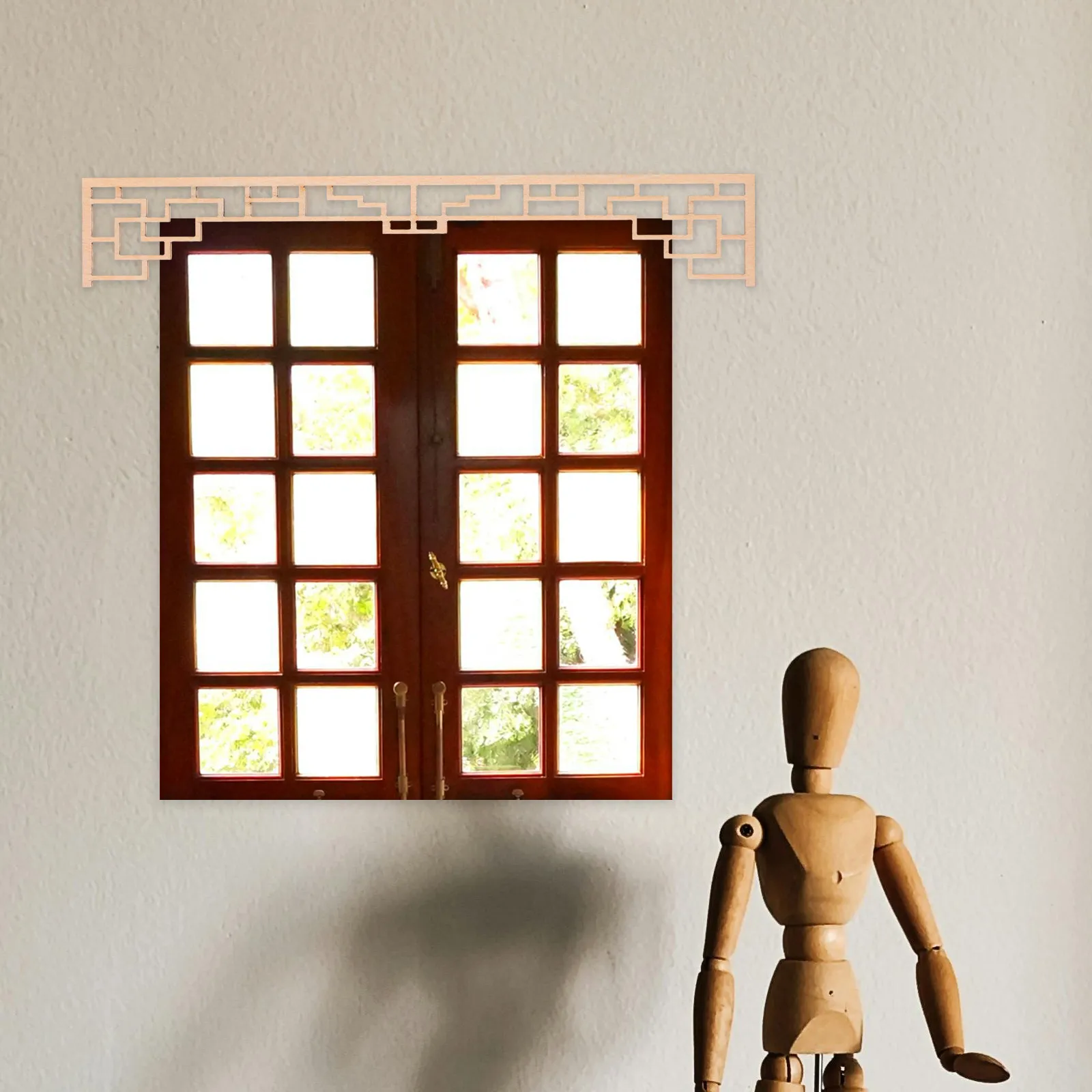 Lot de 4 miniatures d'écrans architecturaux chinois en bois non fini, décorations d'angle sculptées pour kit de maison miniature DIY, maison de poupée