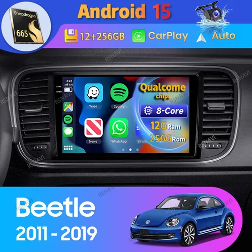 Android 15 Carplay Auto para Volkswagen Beetle A5 2011 - 2019 Radio de coche navegación GPS 2 Din DSP reproductor de vídeo unidad principal BT estéreo