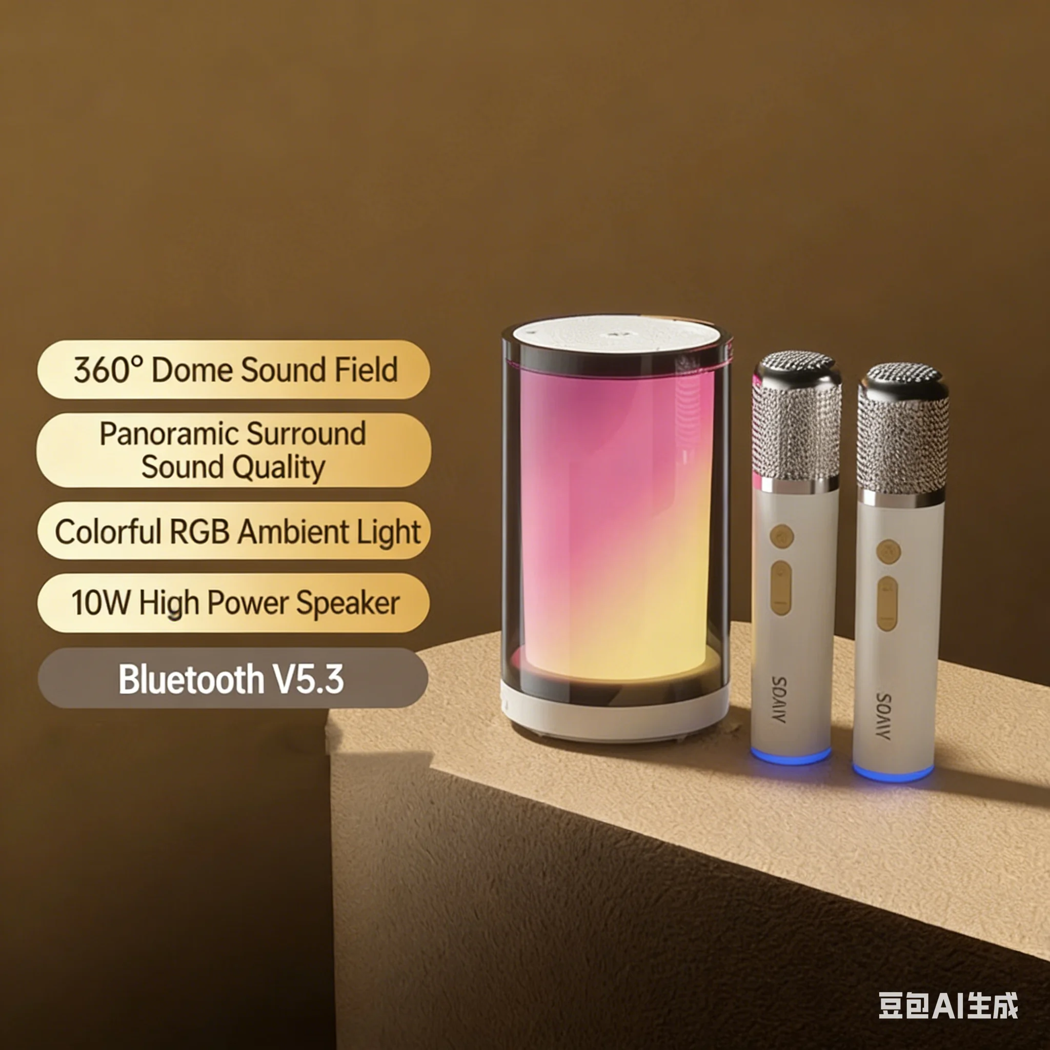 

SOAIY K35 Karaoke Machine with Microphone - Bluetooth 5.3, RGB Light, 6H Playtime, HiFi Sound,Home KTV Speaker for Phone/TV