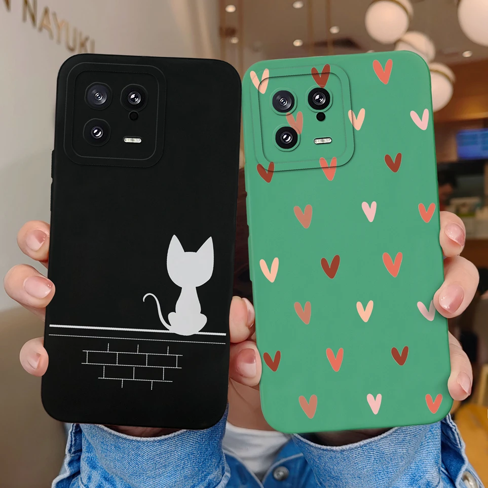 Phone Case For Xiaomi 13 13 Pro 13 Lite Cute Love Heart Soft Silicone Back Cover Comfortable Coque For Xiaomi13 Lite 13Pro Funda