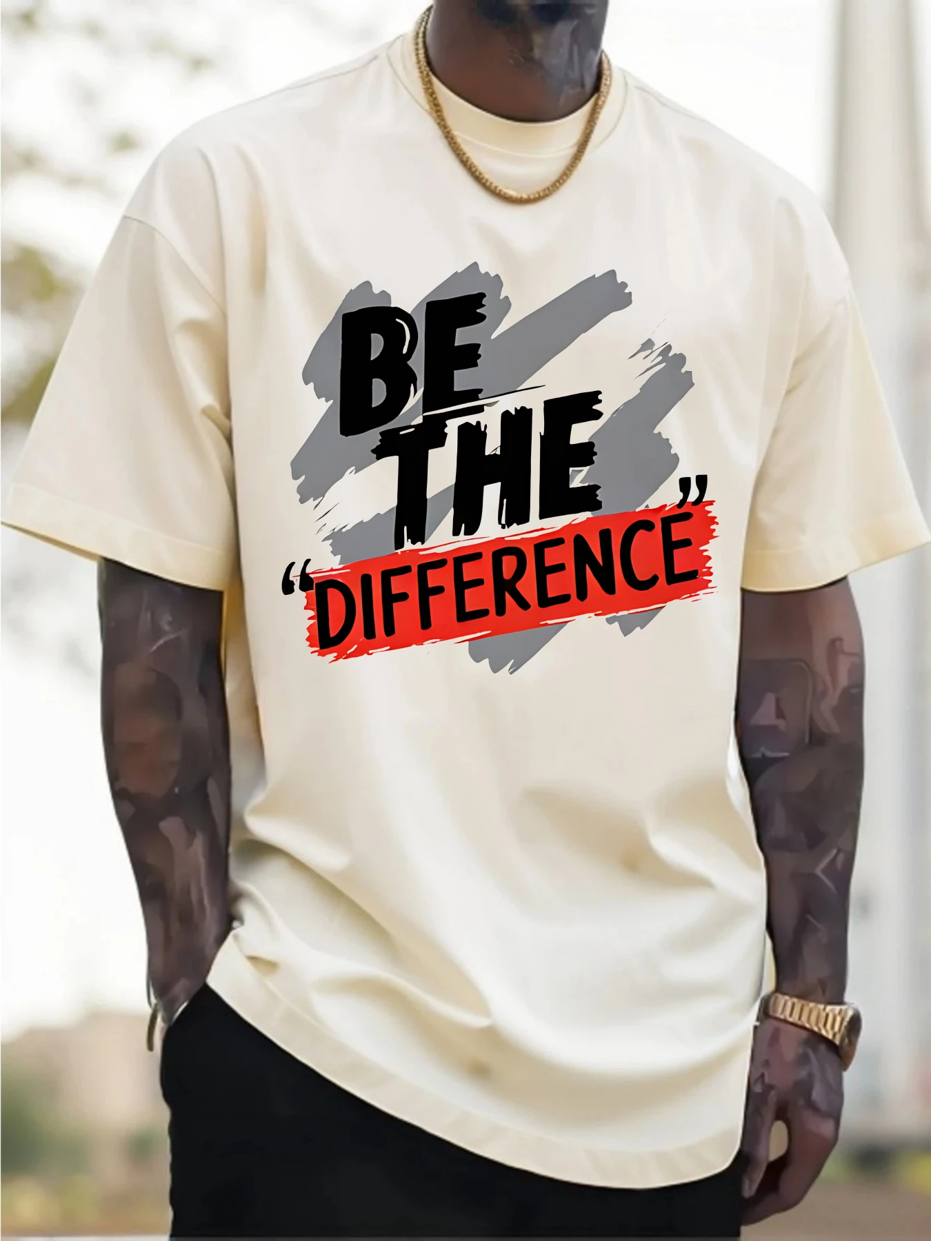 เสื้อยืดลำลองผ้าฝ้ายแท้สำหรับบุรุษเป็นความแตกต่างเสื้อยืดกราฟิกระบายอากาศได้ดีและสะดวกสบาย