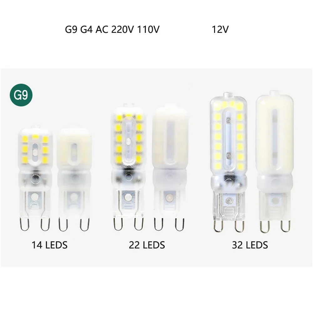 

2 шт. G4 G9 Светодиодная лампа 3 Вт 5 Вт 220 В 110 В 12 В 2835 Кукурузная лампа Светодиодный прожектор 3000 К Натуральный белый 4000 К Подвесная люстра Кристалл Blub
