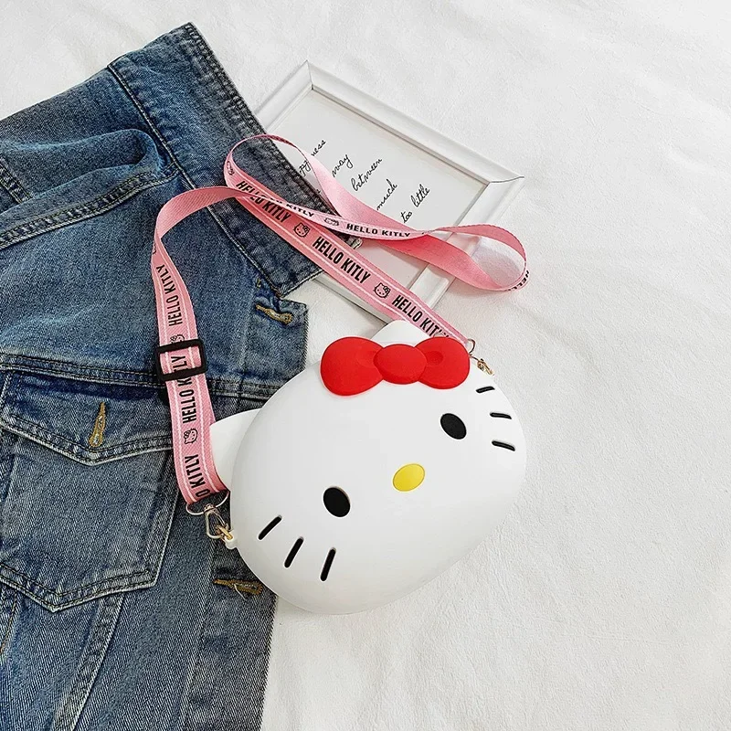 Hello Kitty torba Kawaii Cartoon torba na ramię silikonowa wodoodporna Mini śliczna Hello Kitty Crossbody portmonetka dla dzieci