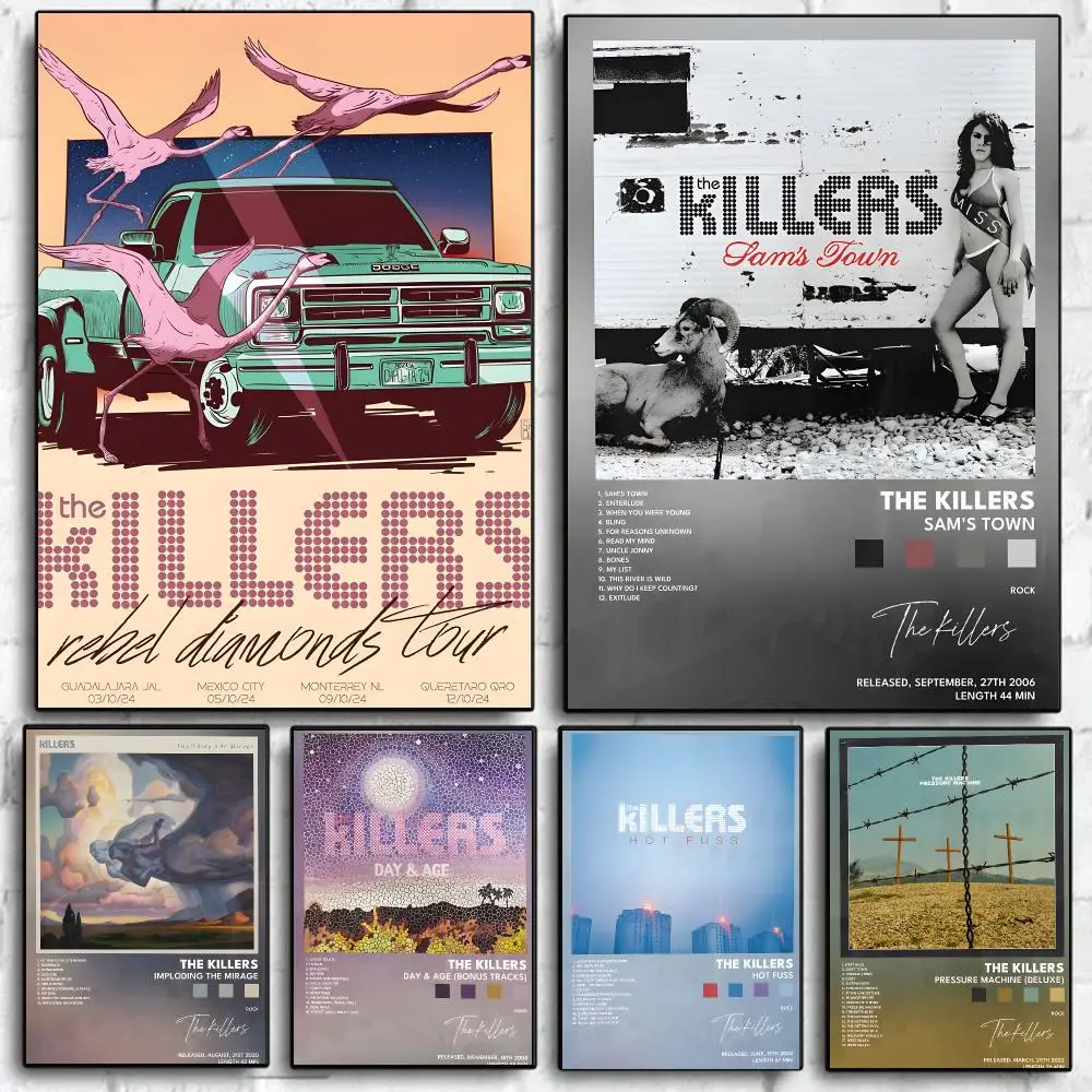 Cool Band T-The Killers Poster Self Adhesive Wall Art Decor for Bedroom Living Room Office Home Decor Gift