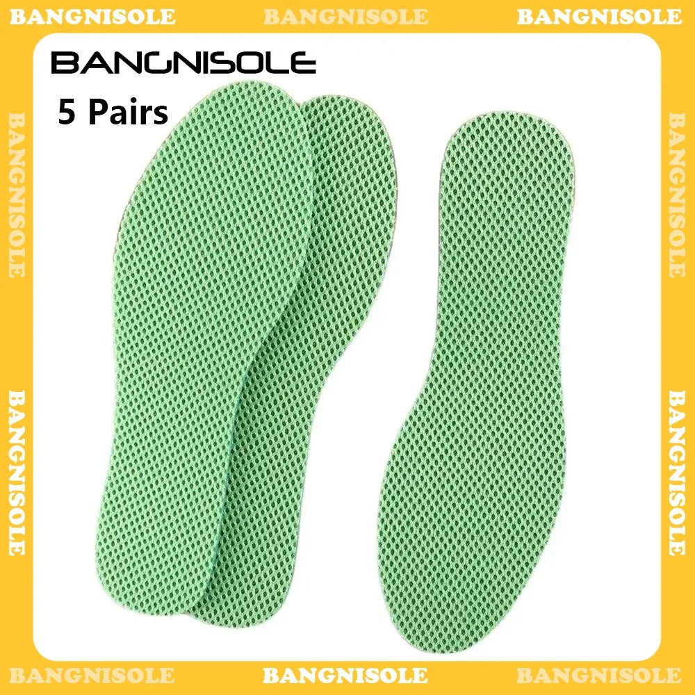 Bangnisole 5 Pairs Peppermint Deodorant Insoles Women Men Cushion Pad Breathable Sweat-Absorbent All-Day Sports Insole for Shoes