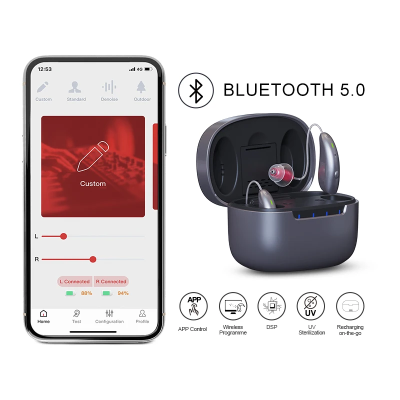 Self-fitting App Control Hearing Aid Wholesale Bluetooth RIC Hearing Aid