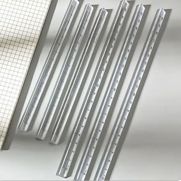 Simple and transparent triangular ruler, student unprinted drawing measurement