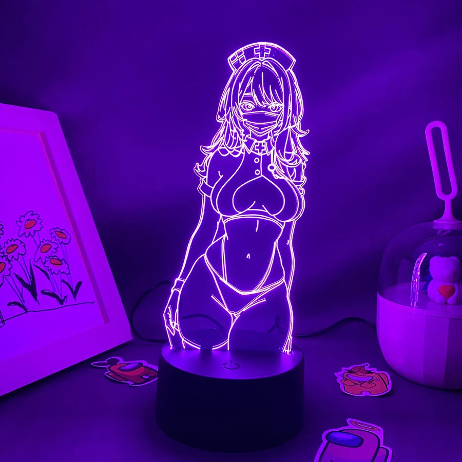 Imagem -02 - Mens Anime 3d Led Neon Night Lights Presente de Aniversário para o Amigo Otaku Quarto Decoração de Mesa Manga Lava Lâmpada Sexy Girl Game