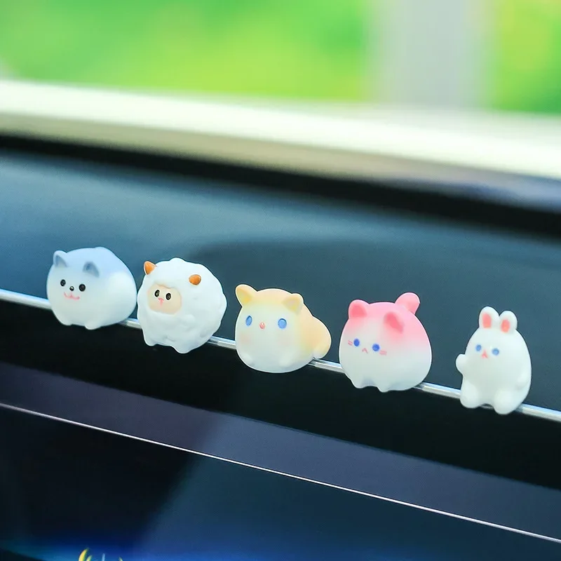 2024 New Car Decoration Mini Cartoon Doll Interior Decoration Center Console Decorations Lying Small Animal Car Decorations